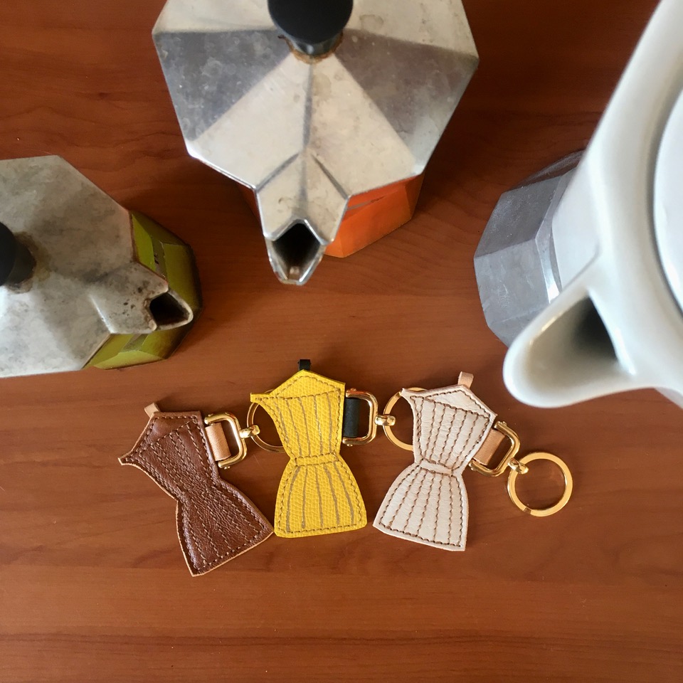 Frau Leman leather Moka keychain