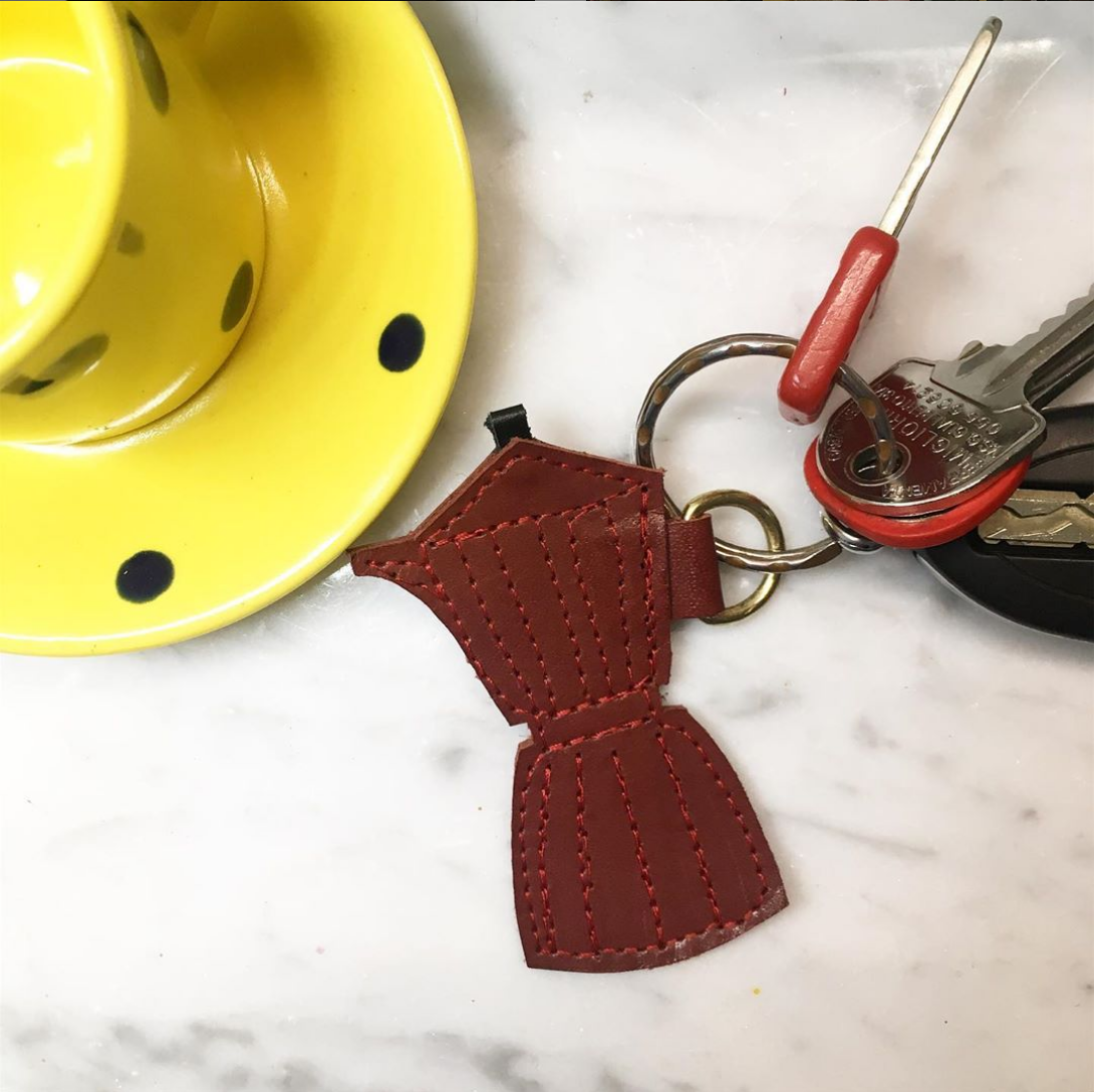 Frau Leman leather Moka keychain